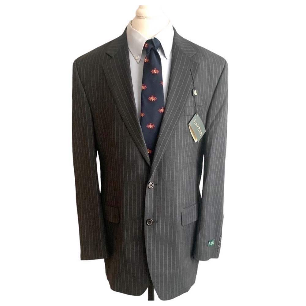 Ralph Lauren Surgeon Gray Stripe Men’s Blazer Sport Coat Size 46R